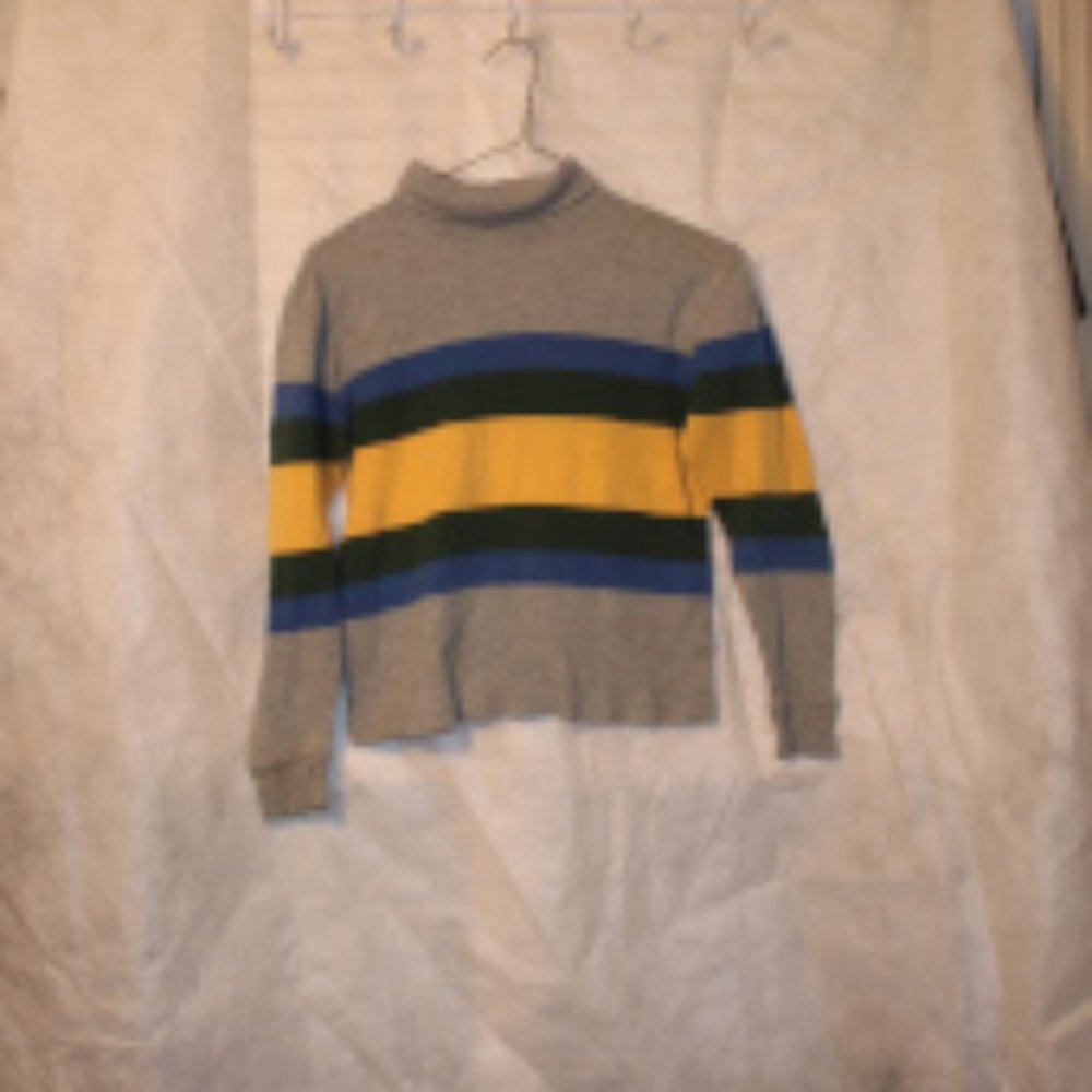 Boy's Gap Yellow, Blue and Gray Striped Turtleneck. Size Medium (8).